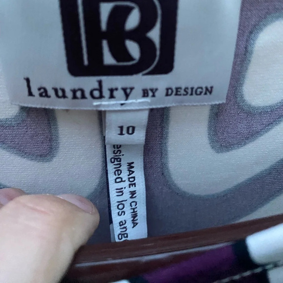 LAUNDRY By Design Print 3/4 Sleeve Tunic Dress Purple White Women’s 10 - Picture 5 of 6